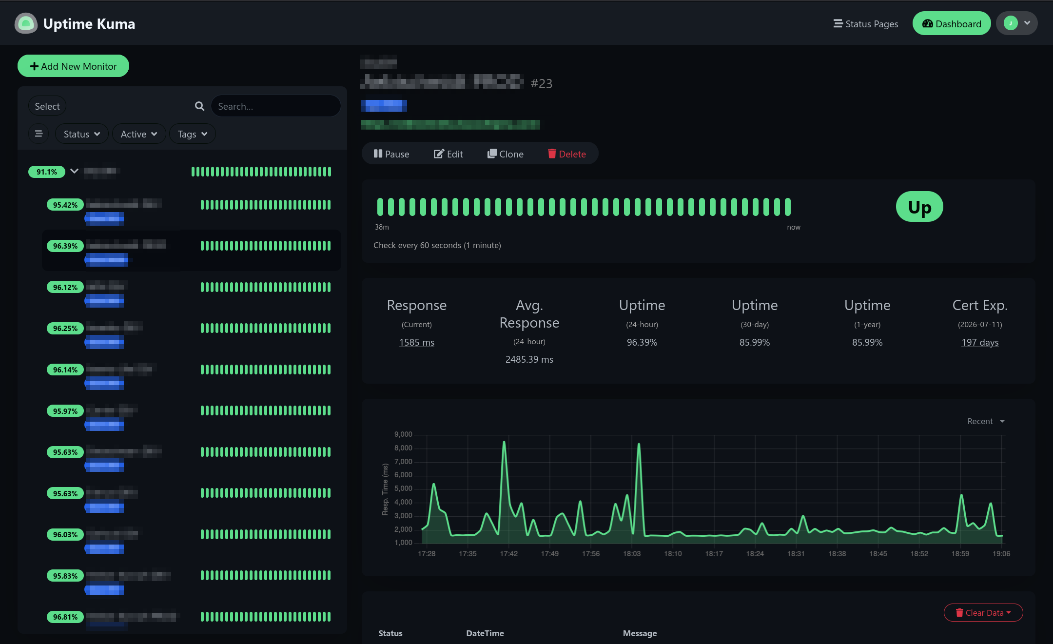 Uptime Kuma monitoring screenshot