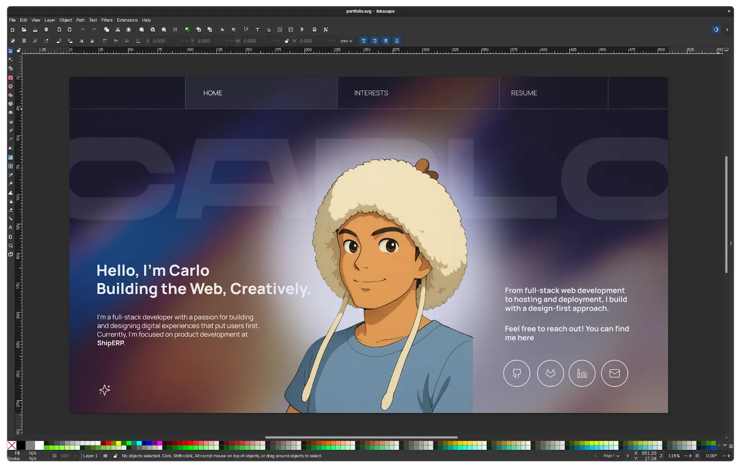 Not-so-final design in desktop screen